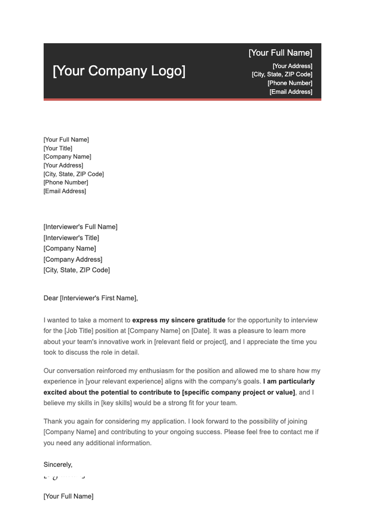 Professional follow up cover letter with modern header and signature_variant_2